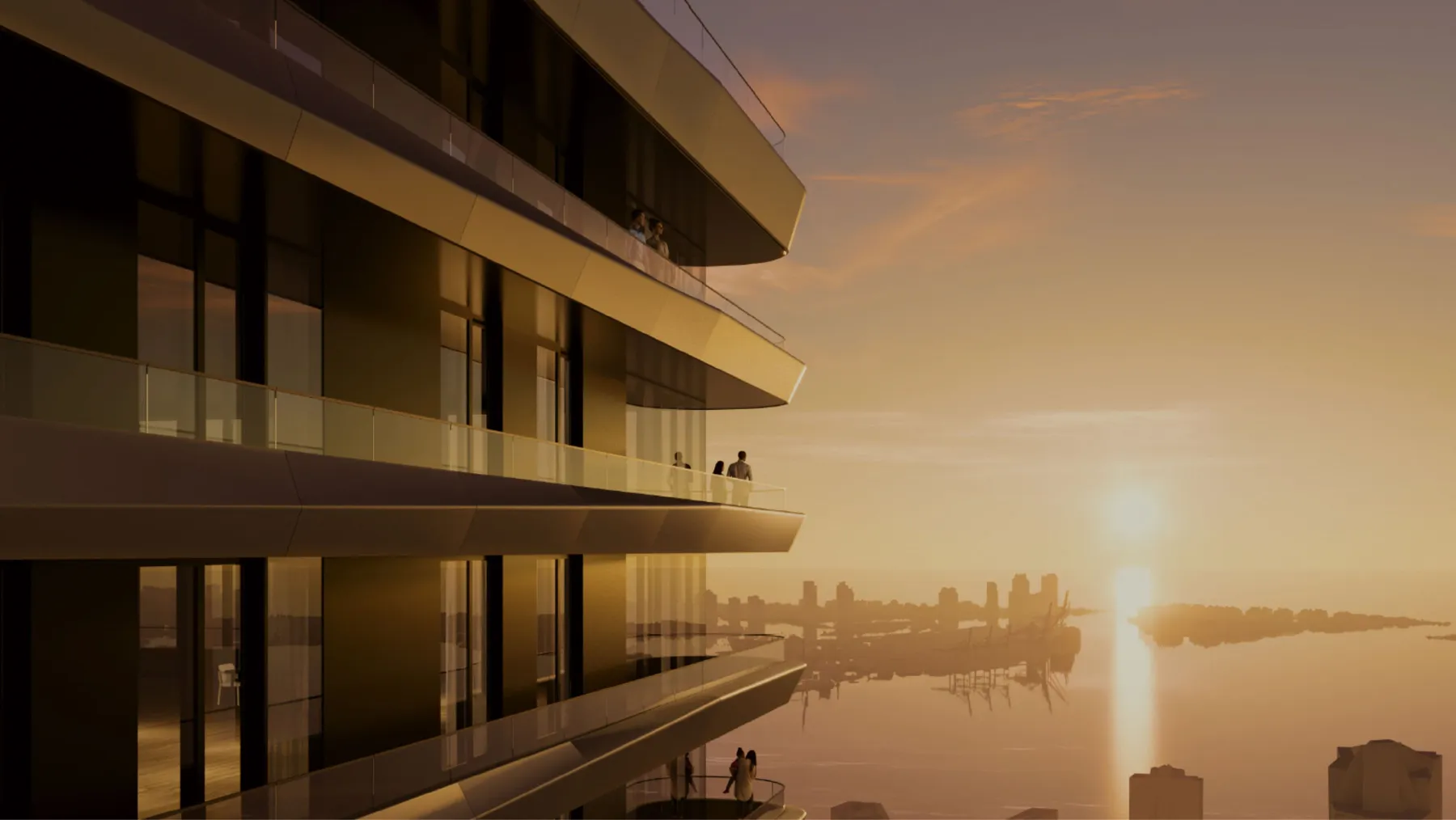 Sunset over Miami seen from a terrace at Mercedes-Benz Places Miami
