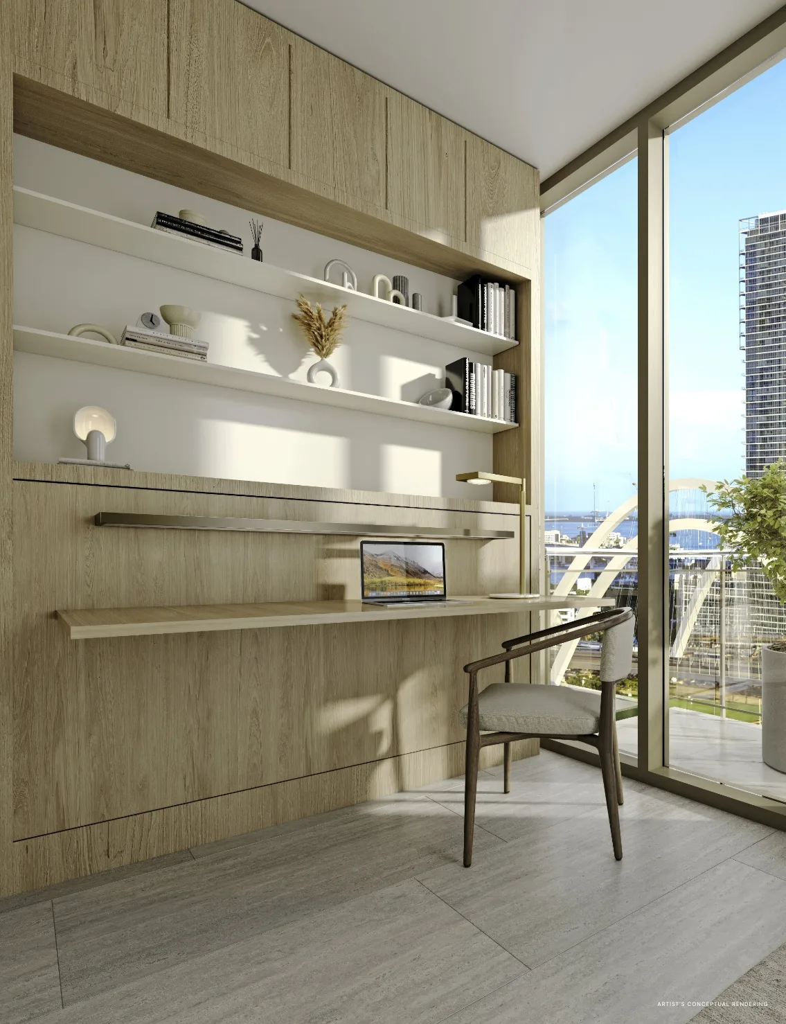 Two-bedroom-plus-den layout at 14 ROC Miami