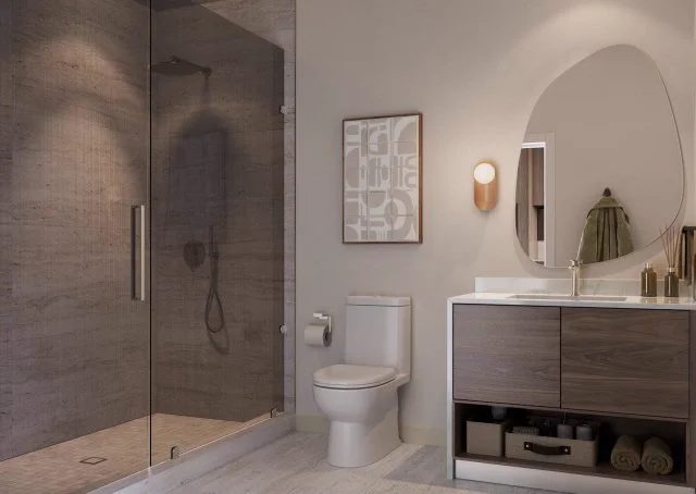 Finished bathroom at Domus Brickell Center