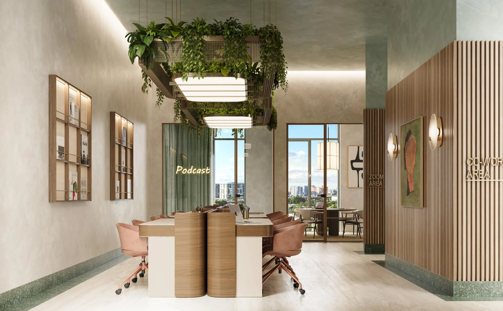 Co-working lounge and podcast room at House of Wellness Brickell