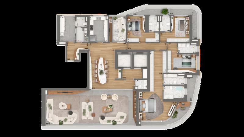 Planta de apartamento de 379 m² do Epic Jardim Europa, do material oficial