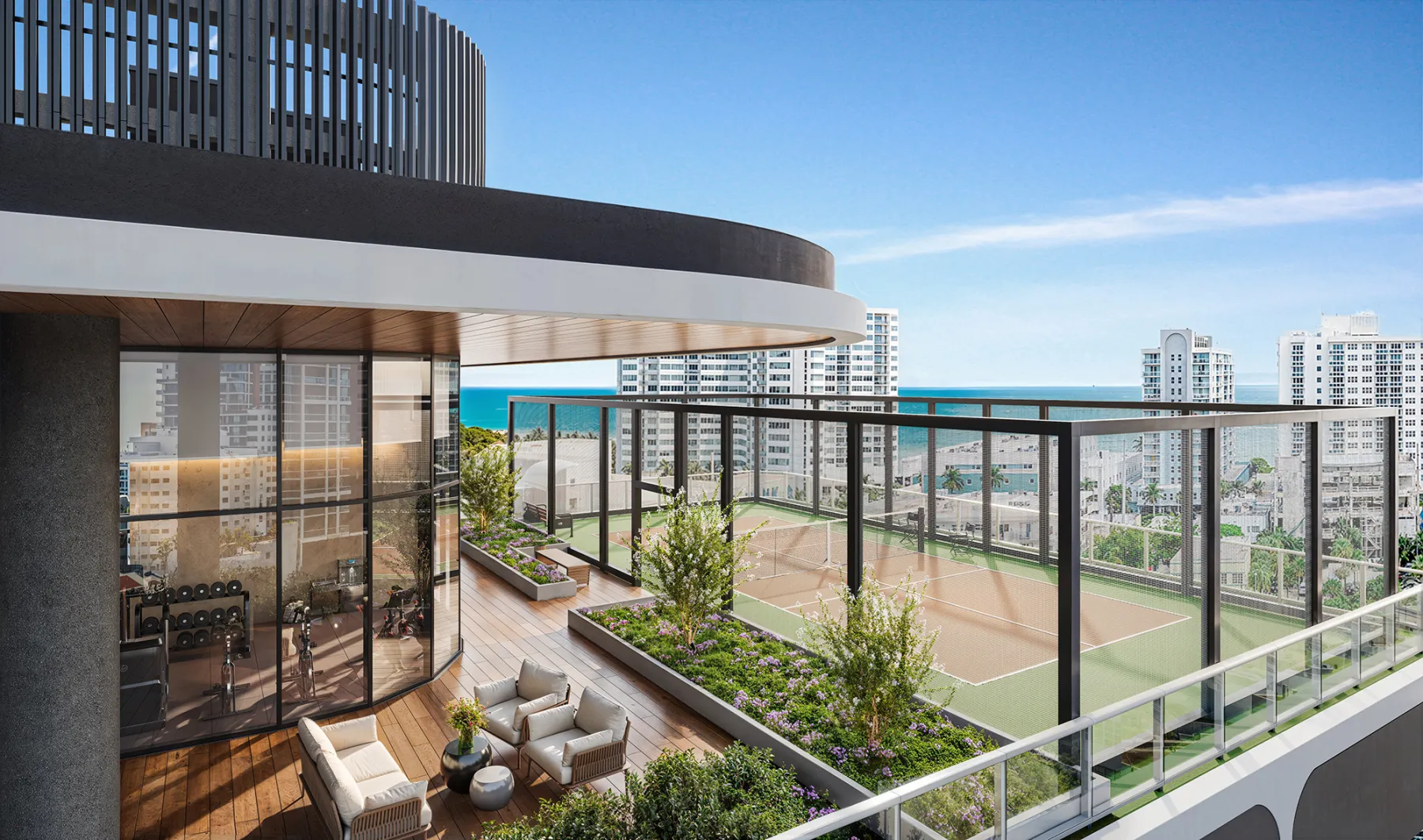 Pickleball court at Ella Miami Beach