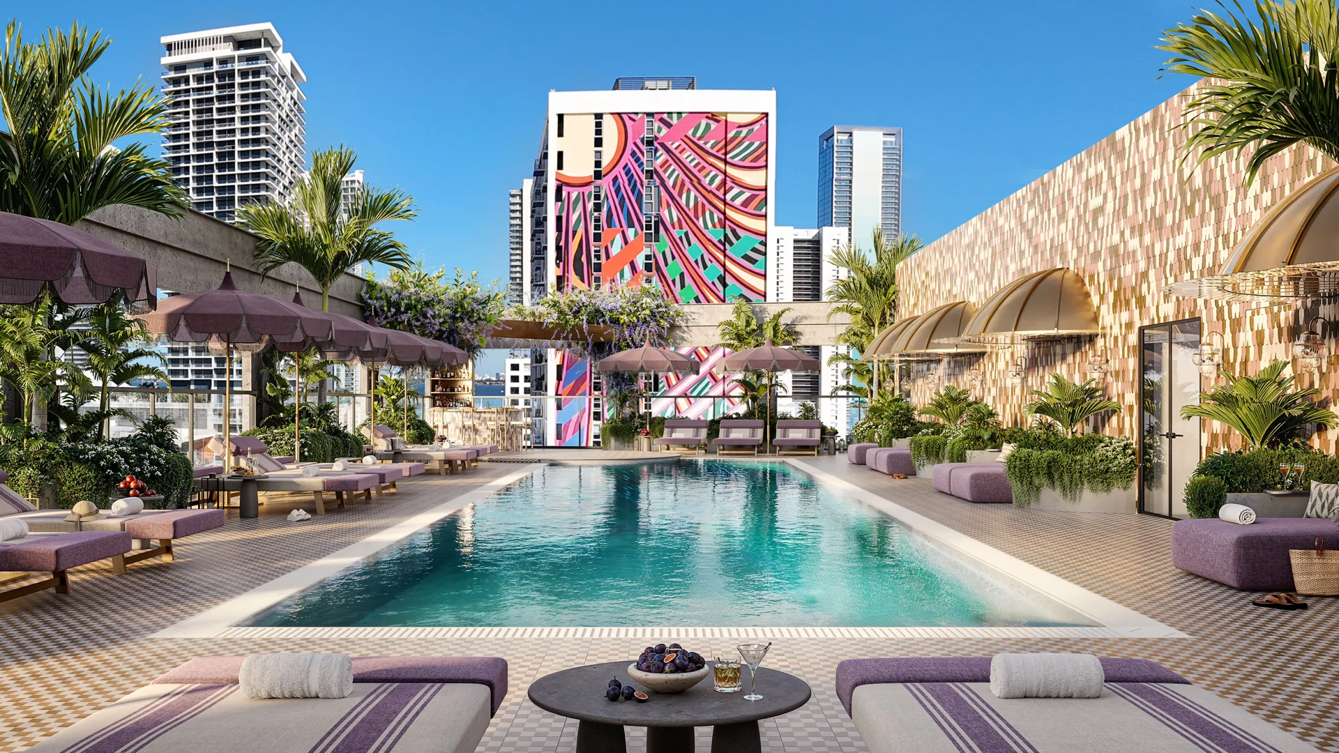 Rooftop pool and lounge at The Rider Wynwood
