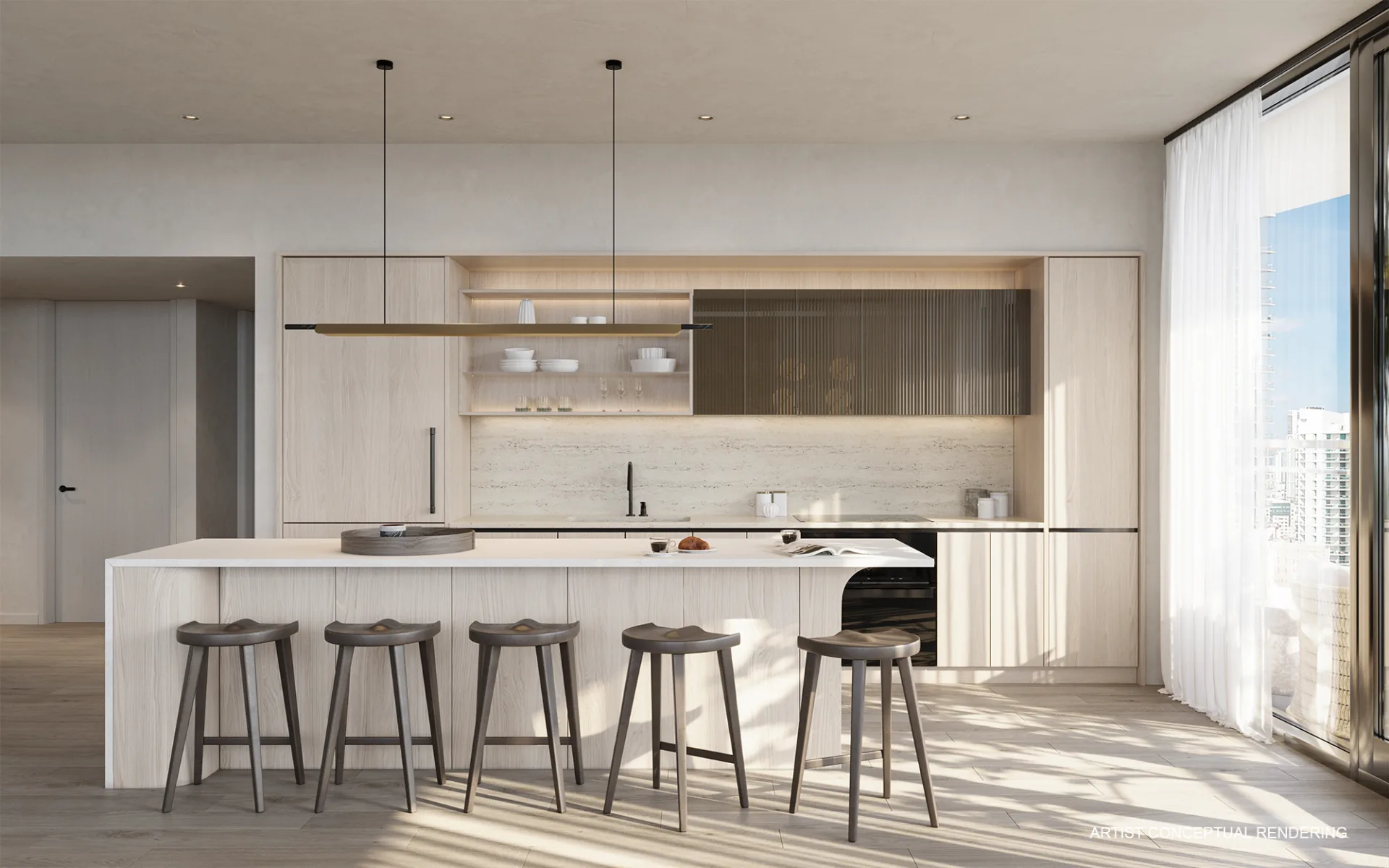 Penthouse kitchen at LOFTY Brickell, delivered fully finished