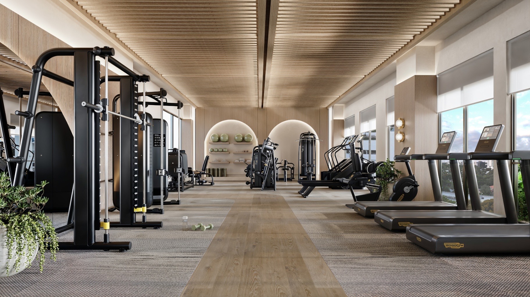 Academia completa do Parkside Brickell, apartamento de luxo em Miami com Parkside Living