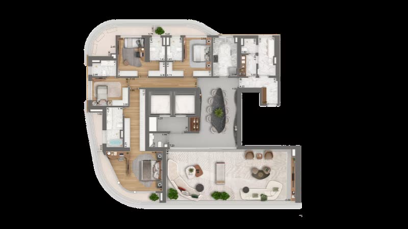Planta de apartamento de 340 m² do Epic Jardim Europa, do material oficial