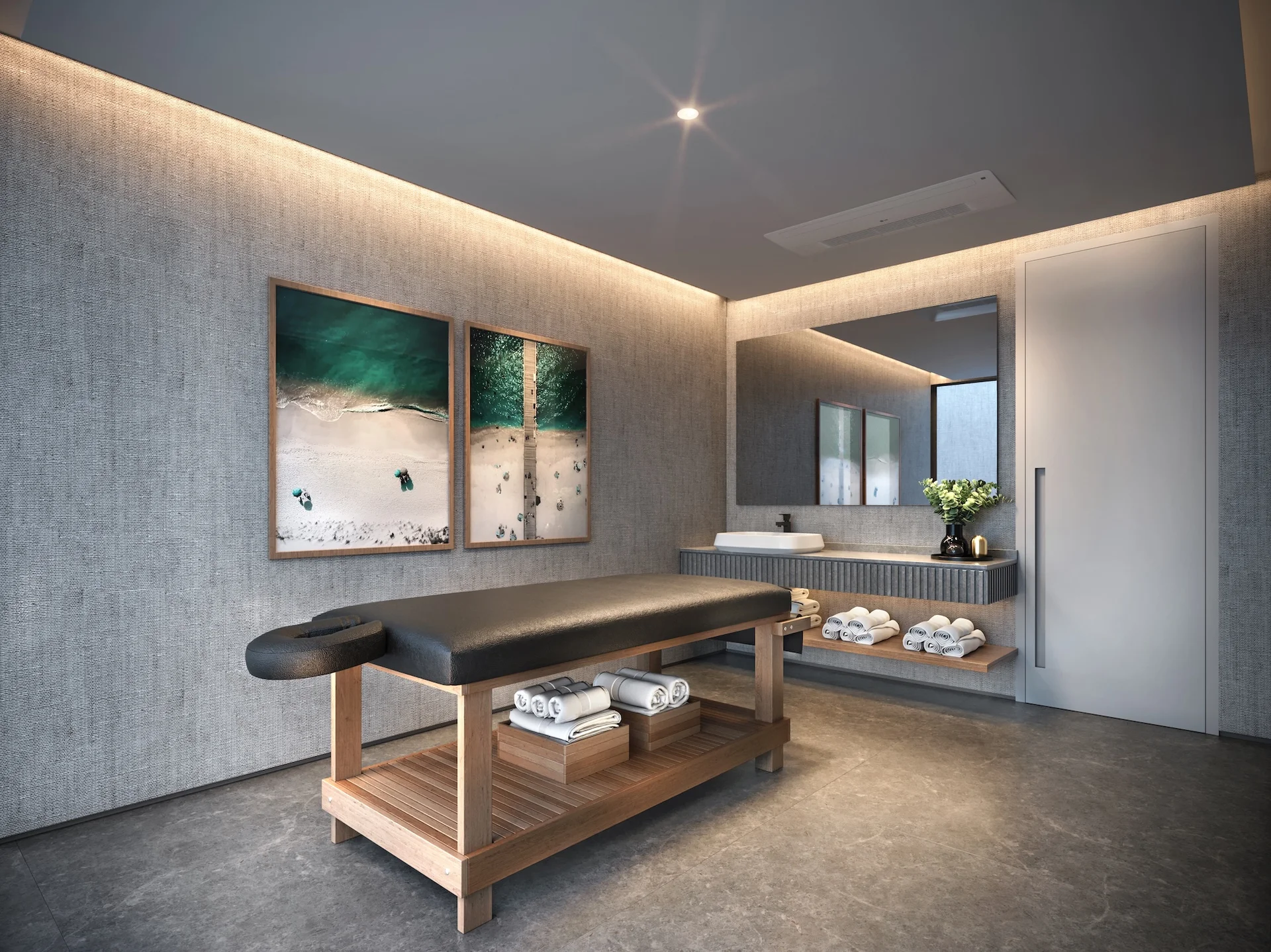 Sala de massagem do espaço bem-estar do Bueno Brandão 257