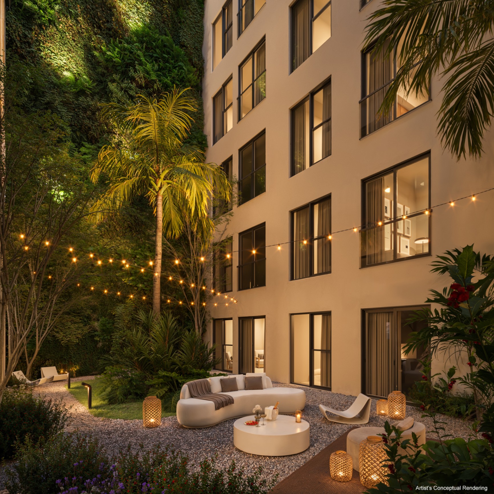 Jardim zen do Parkside Brickell, condomínio de apartamento de luxo em Miami