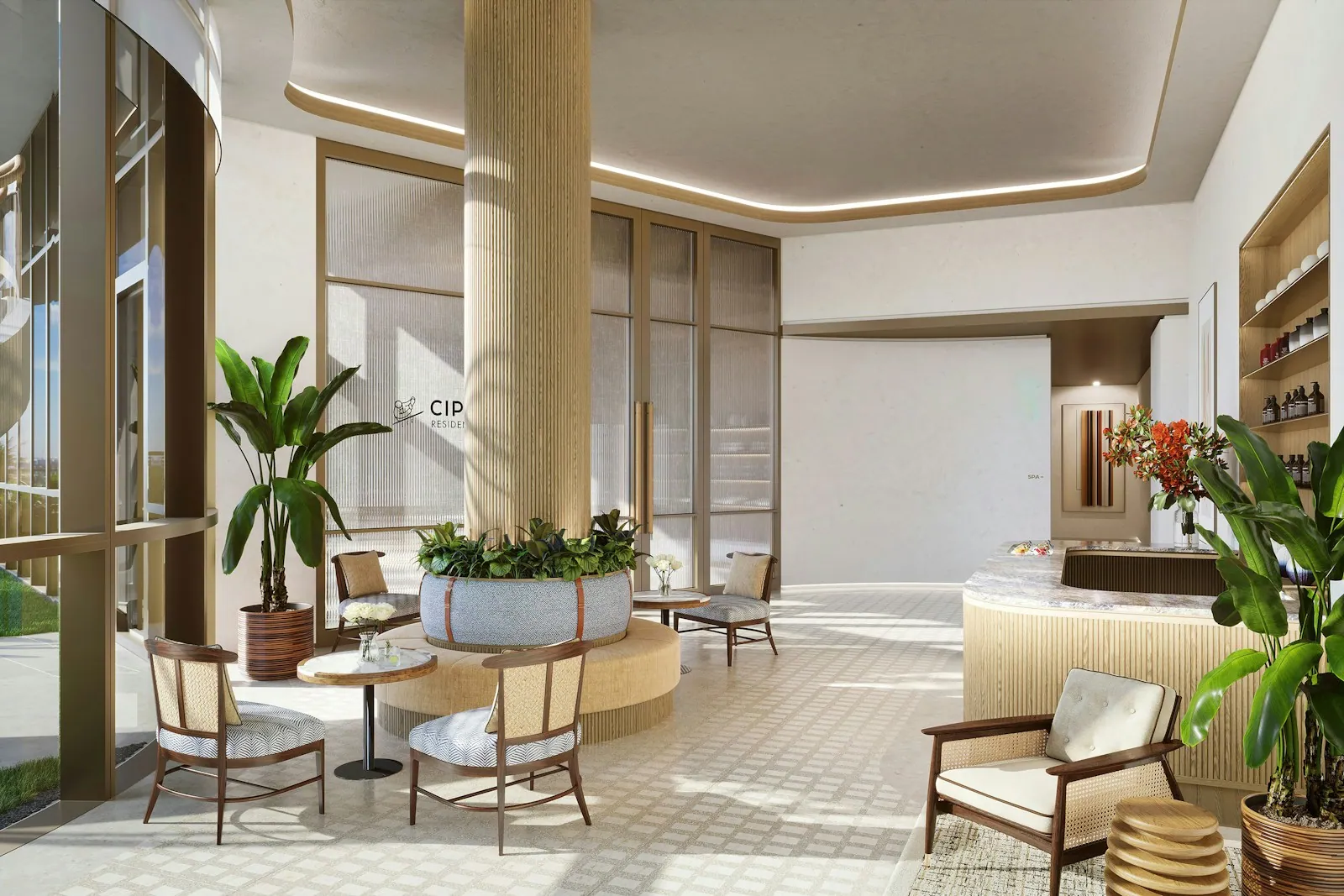Reception and concierge area at Cipriani Residences Brickell