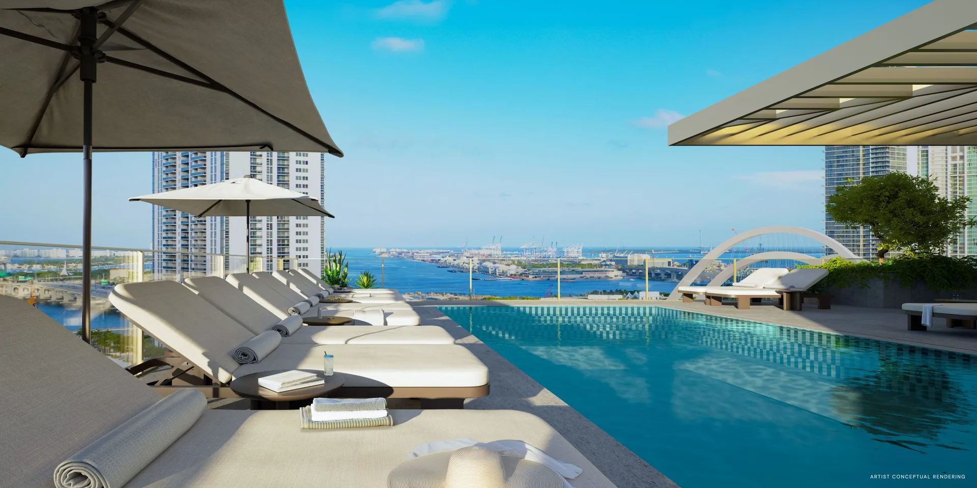 Rooftop pool and lounge at 14 ROC Miami
