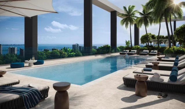Rooftop pool and sky deck at Domus Brickell Center