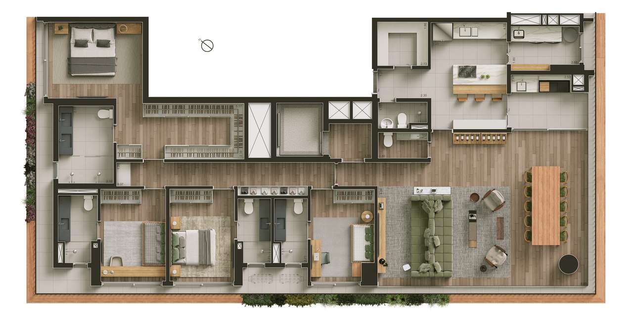 Planta de 245 m² do VISAR Jardim Europa, do material oficial do empreendimento