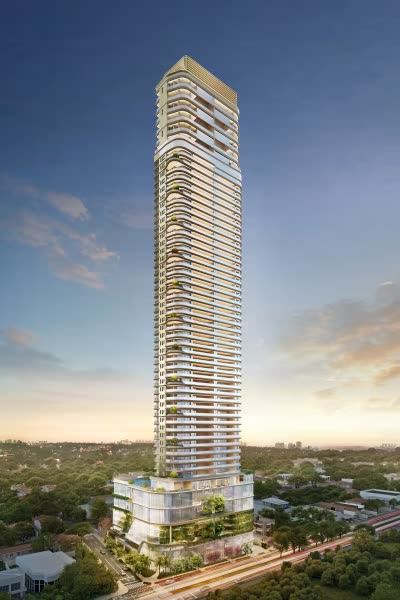 Torre do Epic Jardim Europa com design Pininfarina vista da área verde do Jardim Europa, em São Paulo