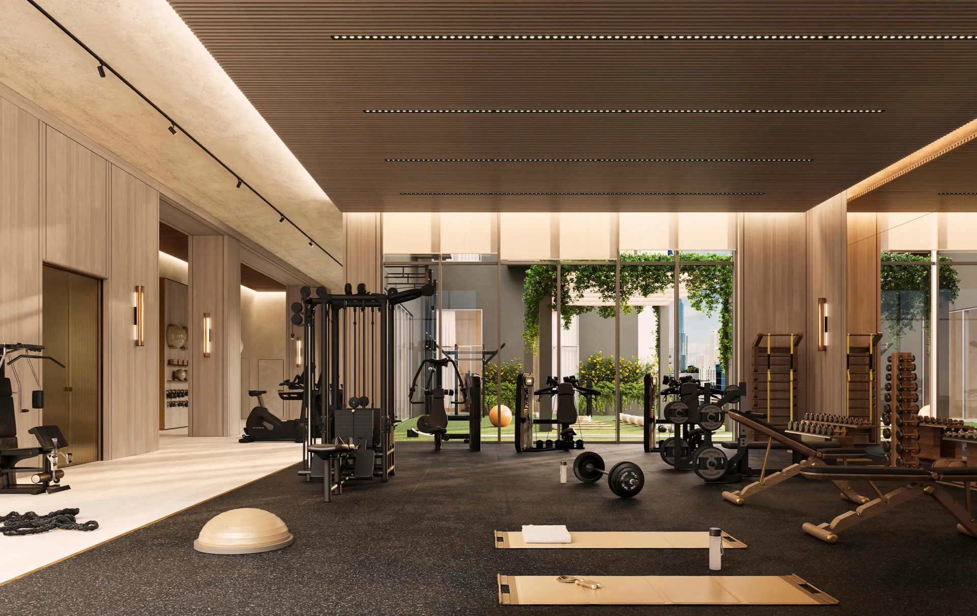 Indoor fitness center at House of Wellness Brickell