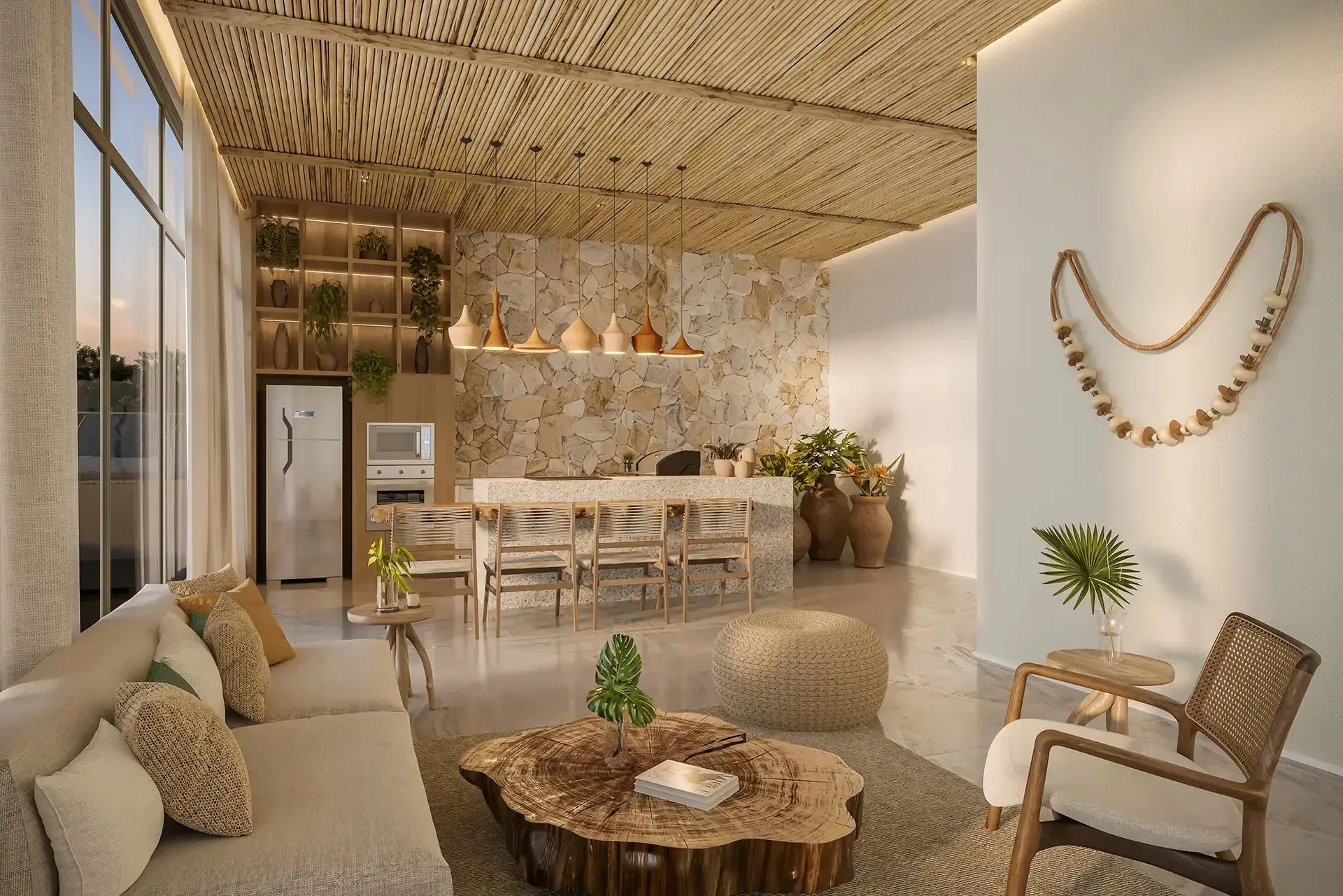 Espaço gourmet do Essência Brasileira by Haus Mitre, em Pinheiros, São Paulo