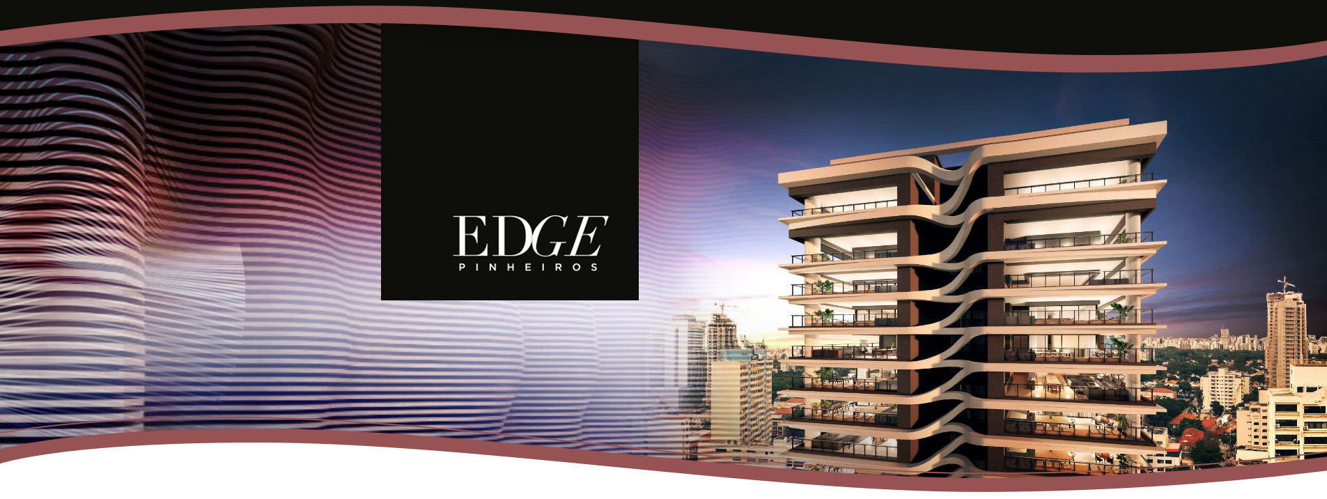 Perspectiva ilustrativa da fachada do Edge Pinheiros, empreendimento de alto padrão da One DI em Pinheiros, São Paulo
