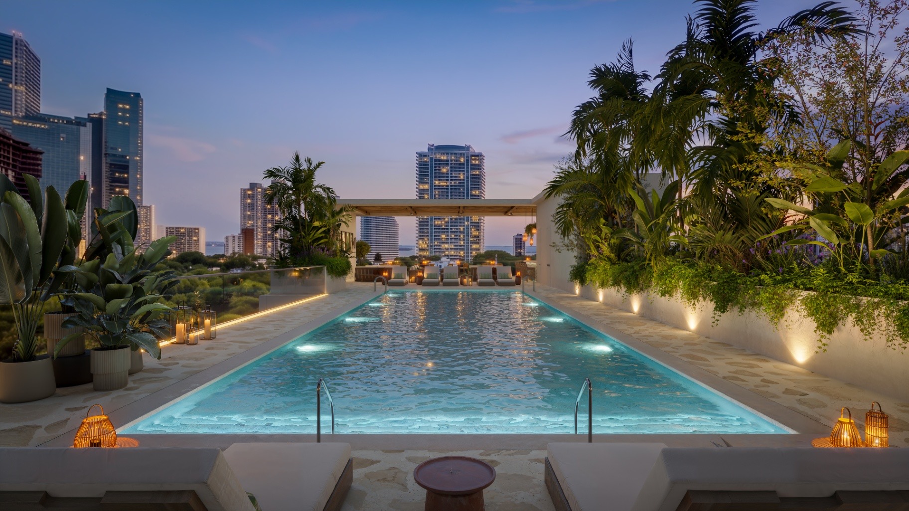 Piscina no rooftop do Parkside Brickell, apartamento em Miami para comprar