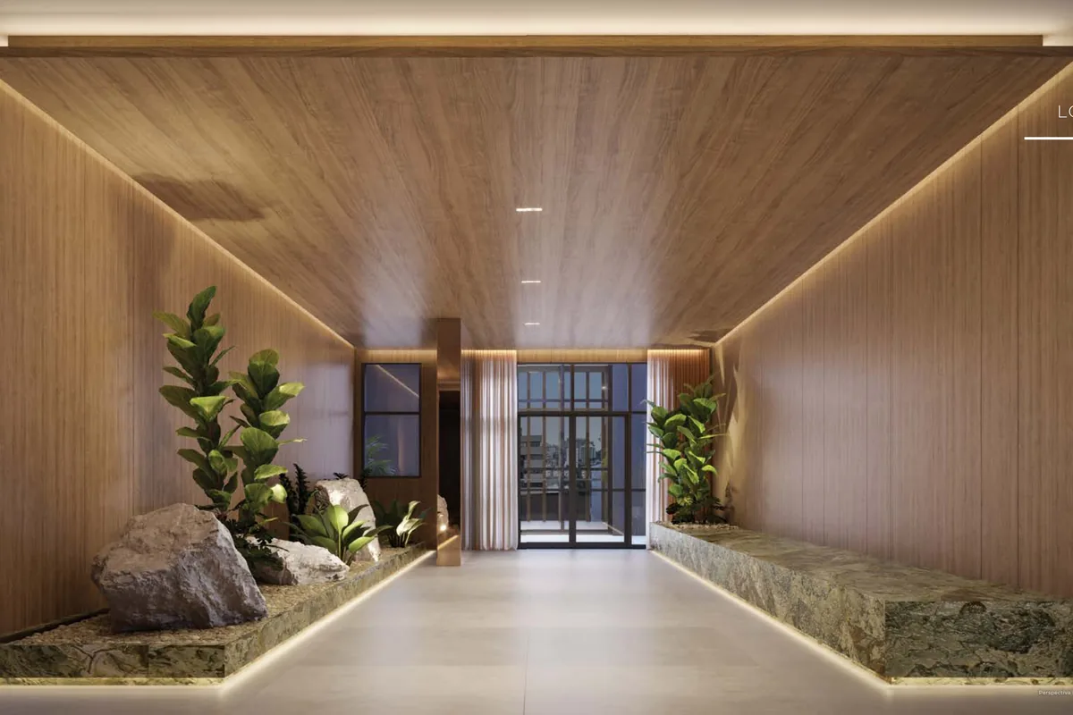 Lobby do Open View 47, com paisagismo do Takeda Design